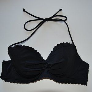 Victoria's Secret 34A black ruffles string bikini TOP ONLY GUC* snag on fabric